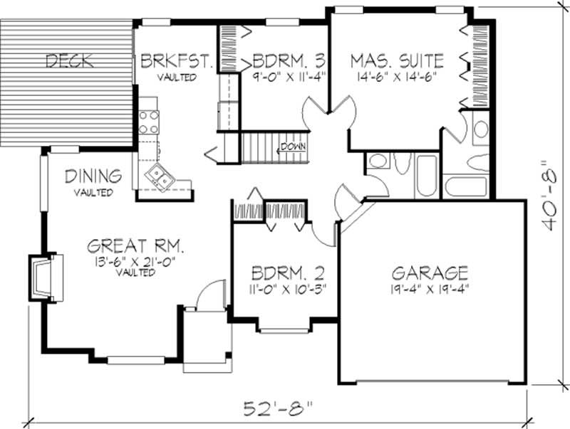 Floor Plan First Story of Ranch Plan #146-1687