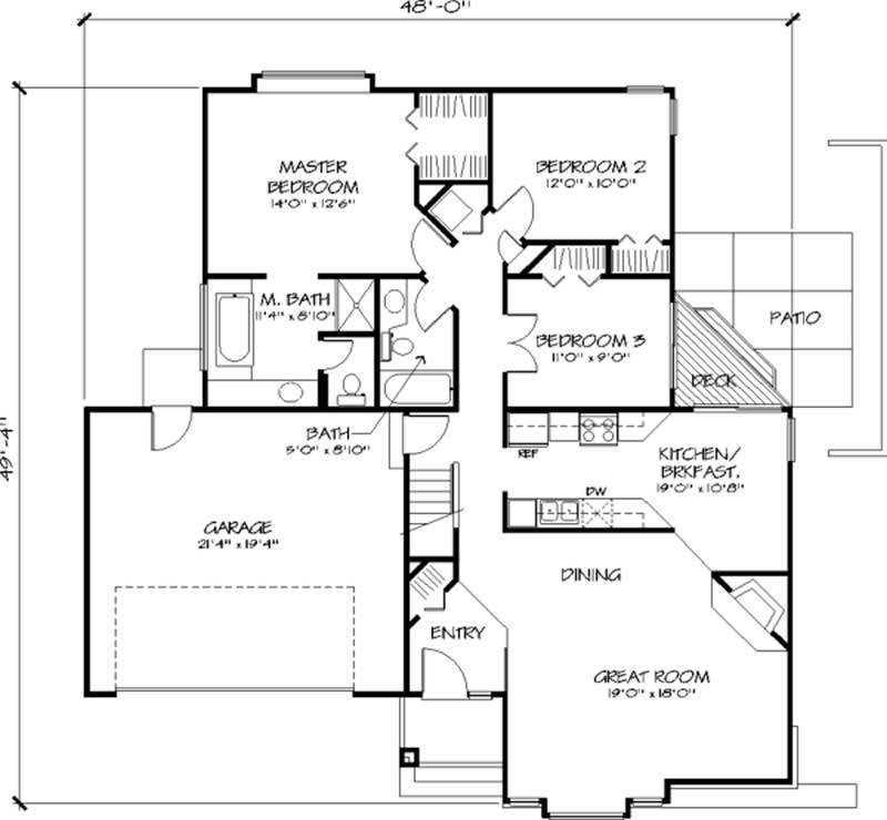 Floor Plan First Story of Ranch Plan #146-1689