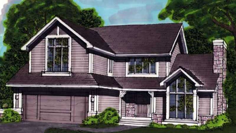Front view of Country home (ThePlanCollection: House Plan #146-1692)