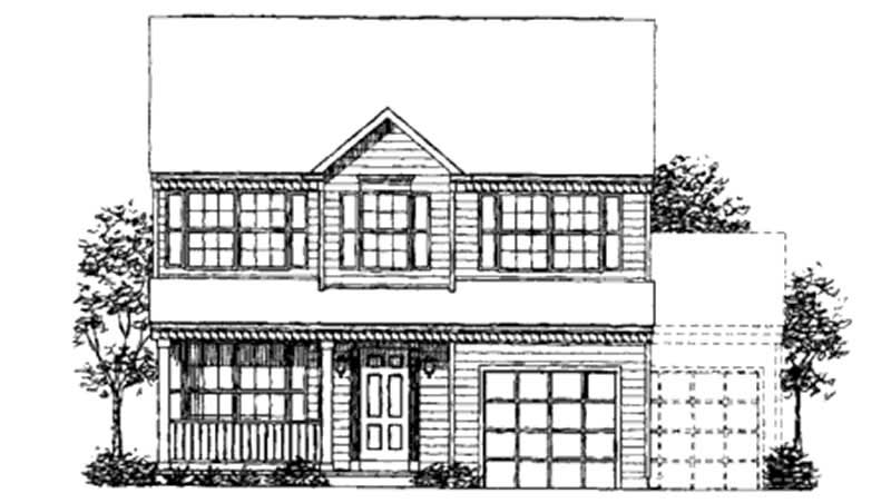 Front view of Colonial home (ThePlanCollection: House Plan #146-1706)