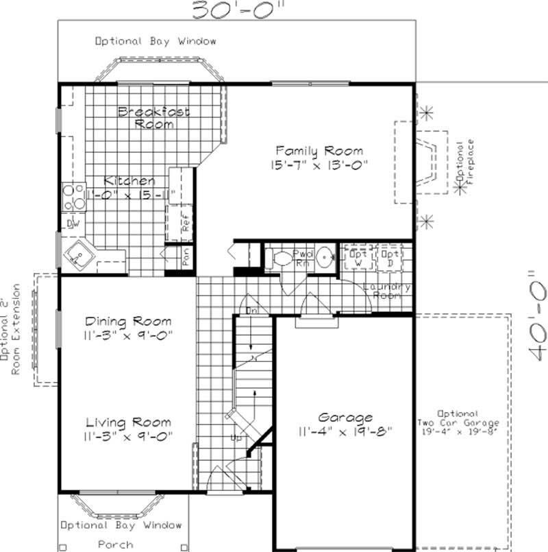 Floor Plan First Story of Colonial Plan #146-1706