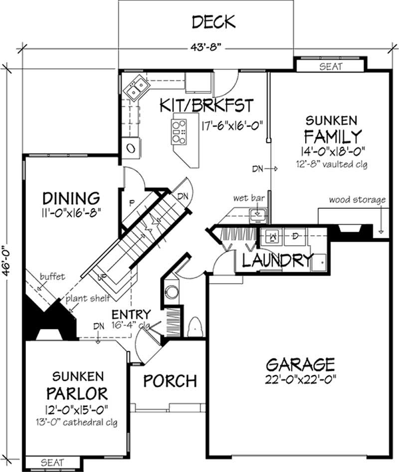Floor Plan First Story of Country Plan #146-1725