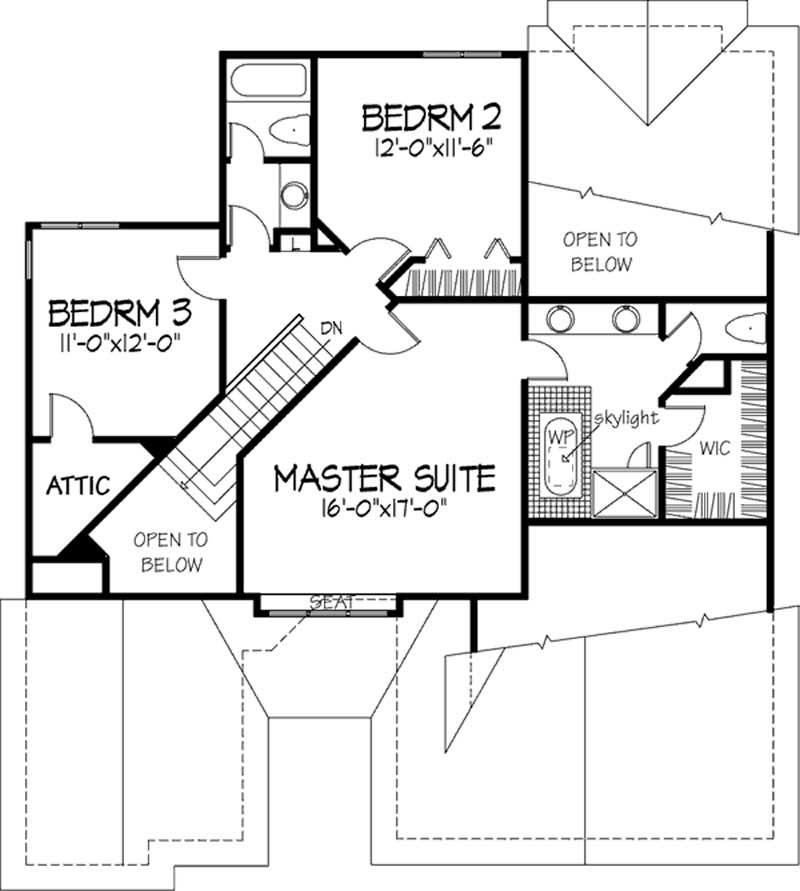 Floor Plan Second Story of Country Plan #146-1725