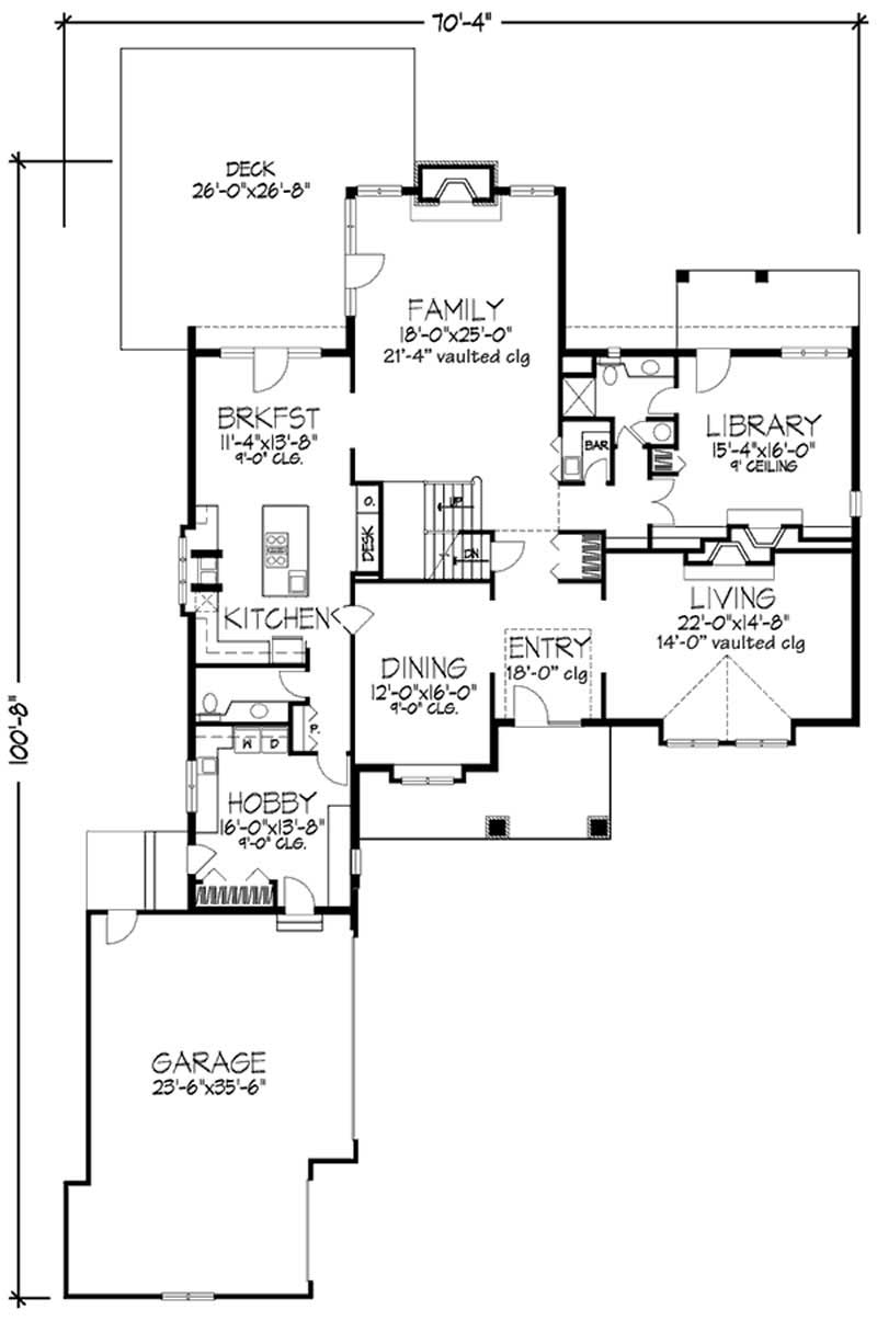 Floor Plan First Story of Colonial Plan #146-1733