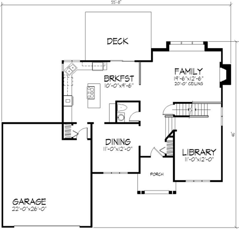 Floor Plan First Story of Country Plan #146-1734