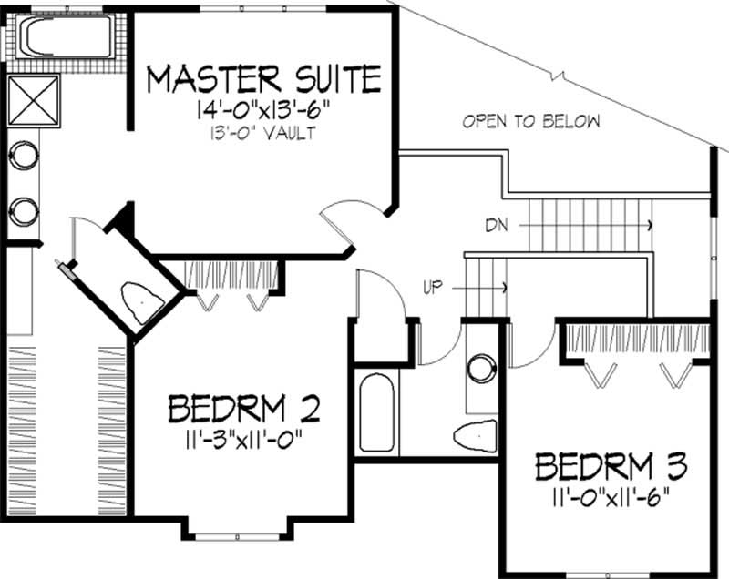 Floor Plan Second Story of Country Plan #146-1734
