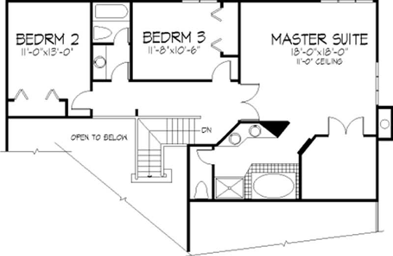Floor Plan Second Story of Country Plan #146-1736