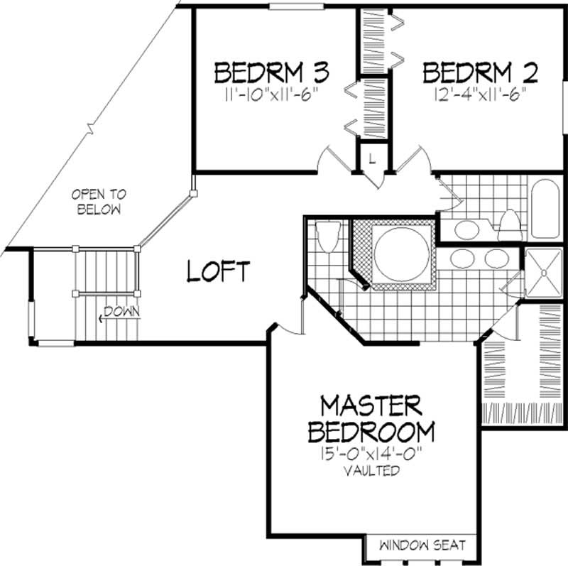 Floor Plan Second Story of Country Plan #146-1739