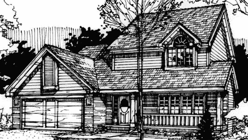 Front view of Country home (ThePlanCollection: House Plan #146-1748)