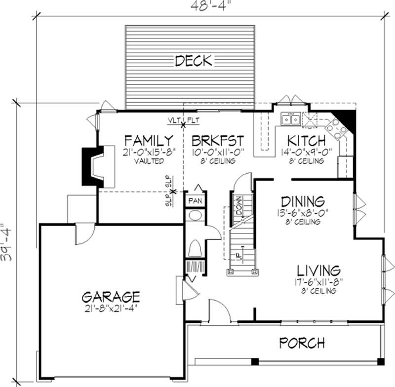 Floor Plan First Story of Country Plan #146-1748