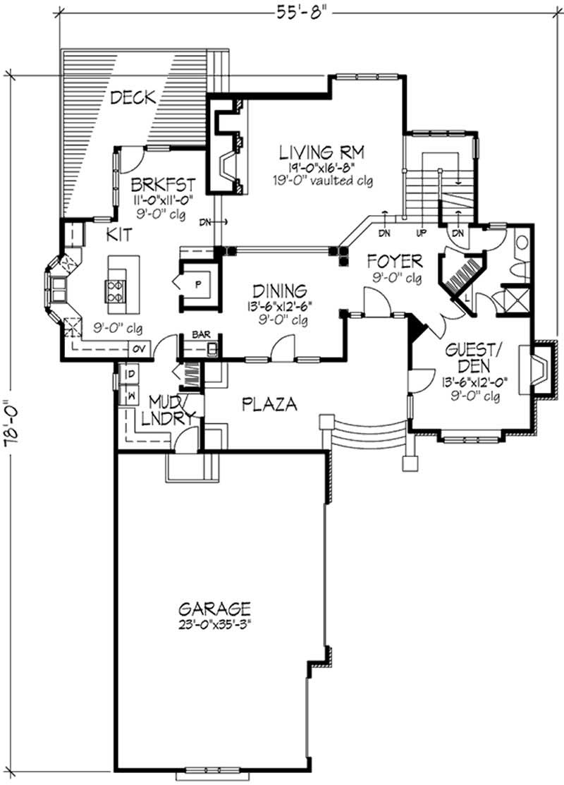 Floor Plan First Story of Colonial Plan #146-1750