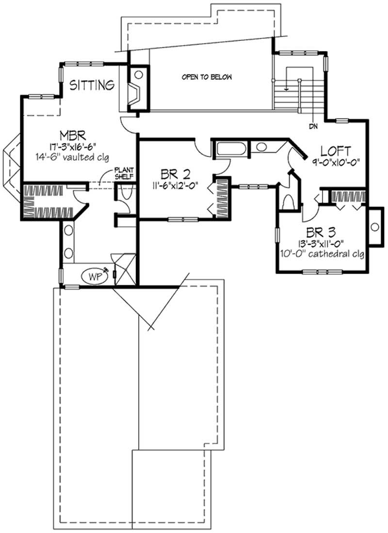 Floor Plan Second Story of Colonial Plan #146-1750