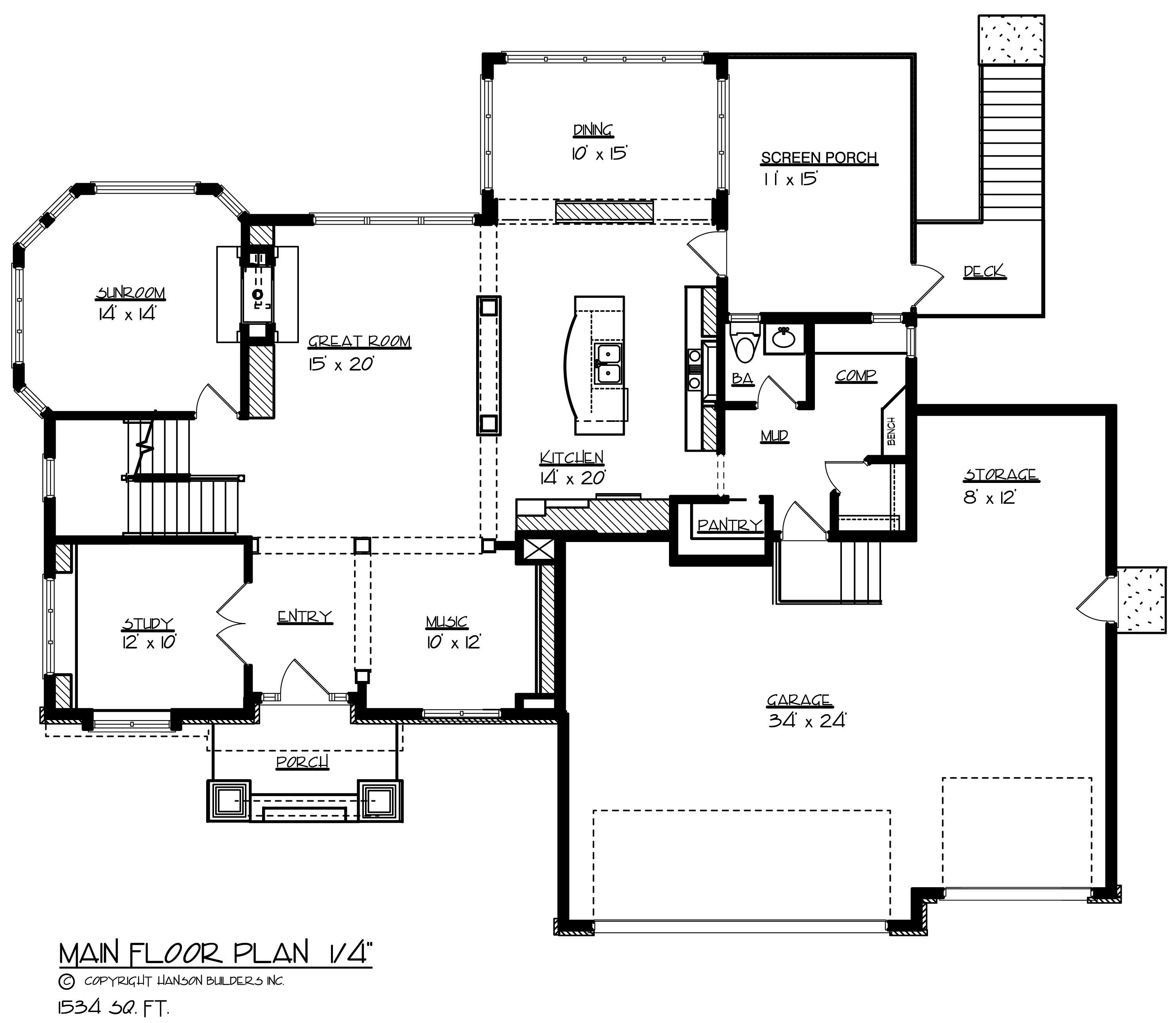 Floor Plan First Story of Craftsman Plan #146-1756