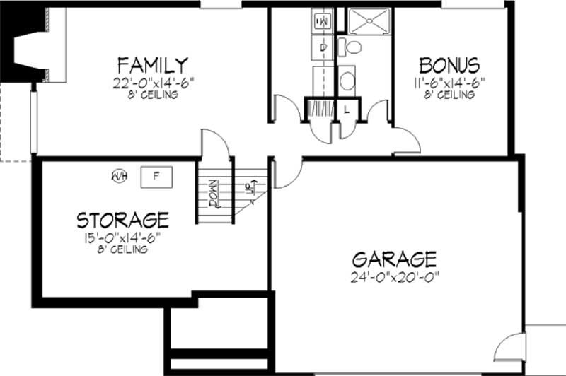 Floor Plan First Story of Ranch Plan #146-1778