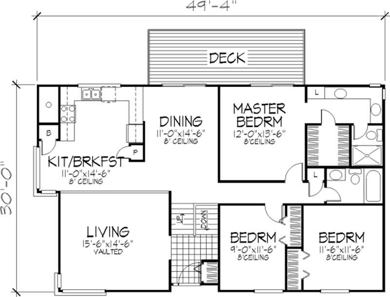 Floor Plan Second Story of Ranch Plan #146-1778