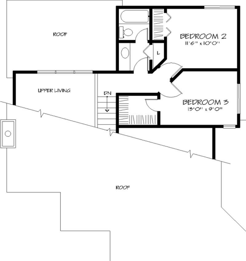 Floor Plan Second Story of Contemporary Plan #146-1779