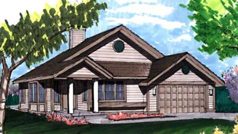 Front view of Country home (ThePlanCollection: House Plan #146-1800)