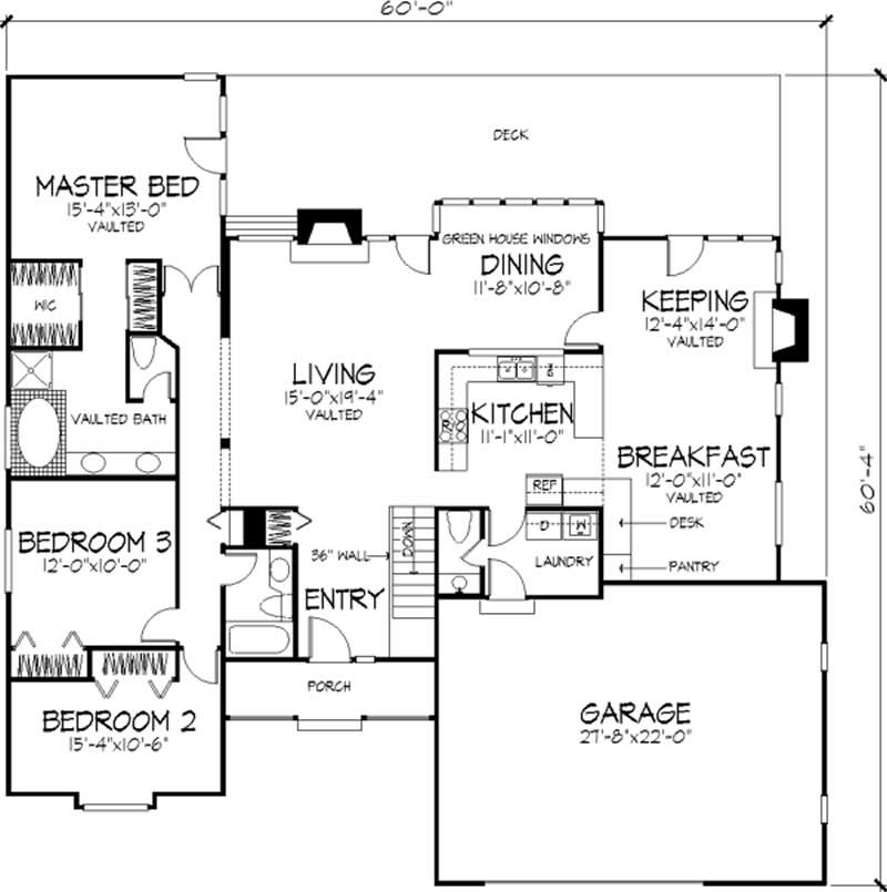 Floor Plan First Story of Country Plan #146-1815