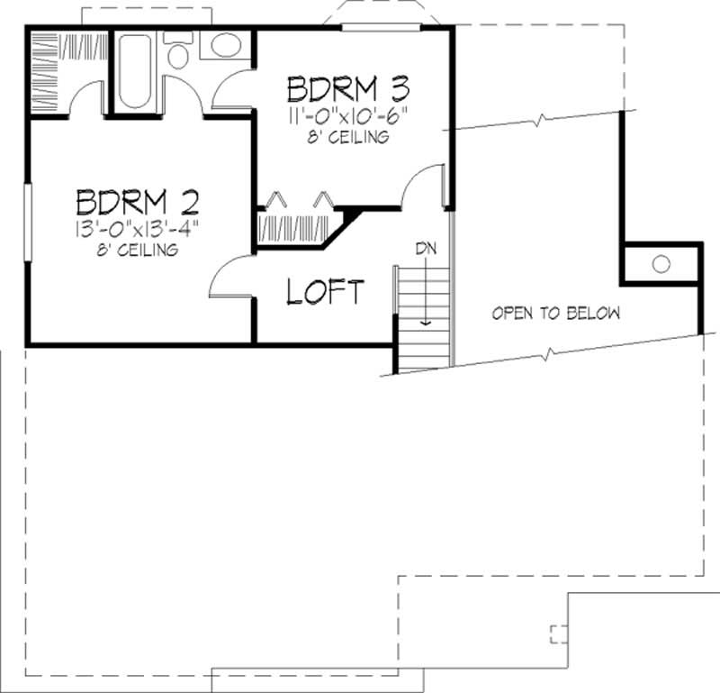 Floor Plan Second Story of Cape Cod Plan #146-1818