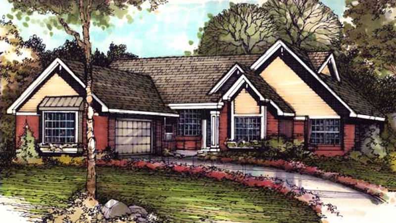 Front view of Country home (ThePlanCollection: House Plan #146-1819)