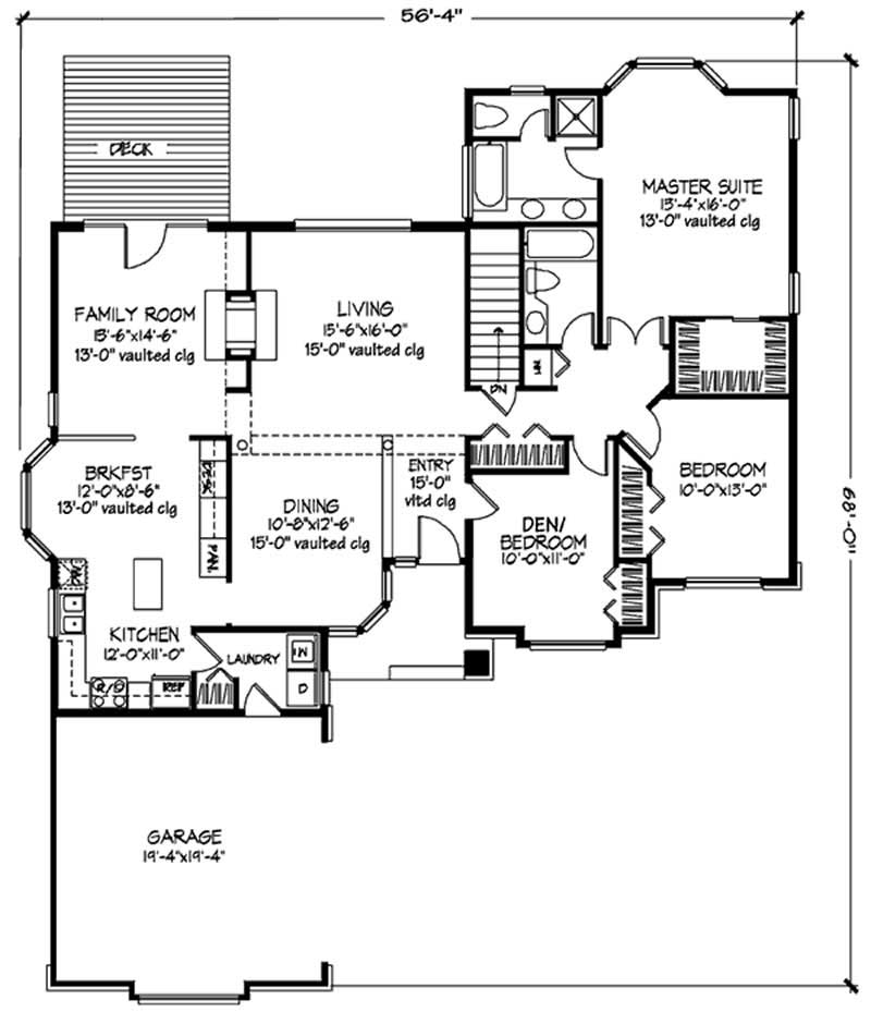 Floor Plan First Story of Country Plan #146-1819
