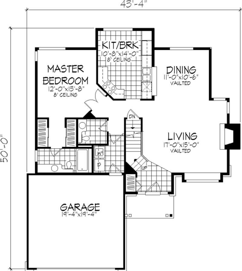 Floor Plan First Story of Cape Cod Plan #146-1820