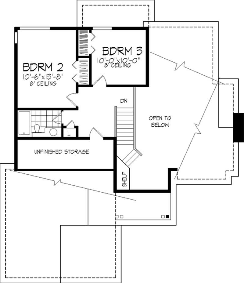 Floor Plan Second Story of Cape Cod Plan #146-1820