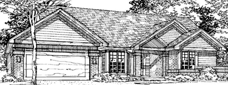 Front view of Country home (ThePlanCollection: House Plan #146-1824)