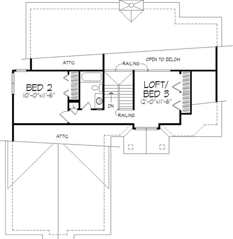 Floor Plan Second Story of Cape Cod Plan #146-1825