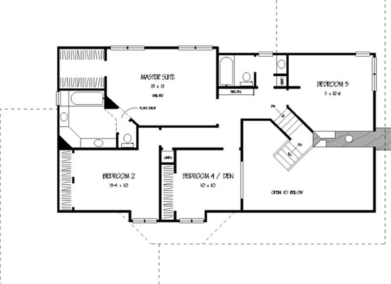 Floor Plan Second Story of Country Plan #146-1826
