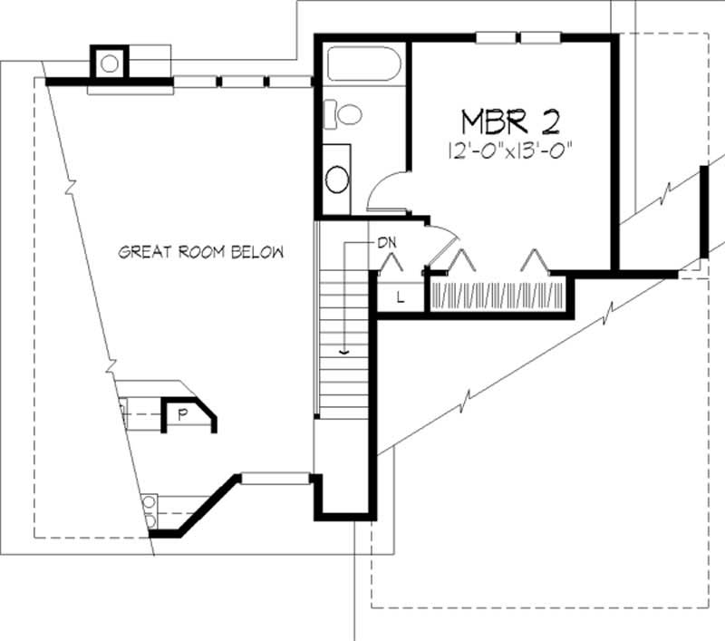Floor Plan Second Story of Contemporary Plan #146-1828