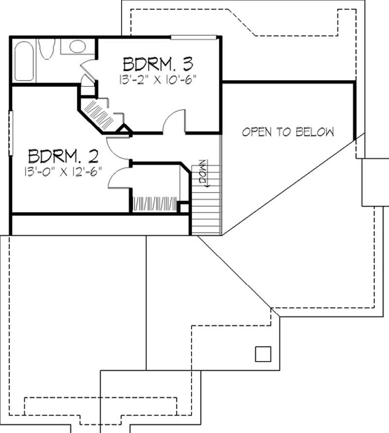 Floor Plan Second Story of Cape Cod Plan #146-1833