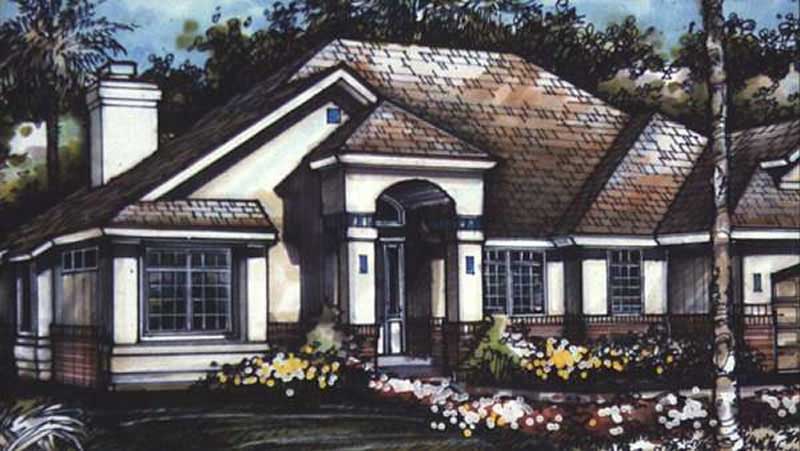 Front view of European home (ThePlanCollection: House Plan #146-1834)