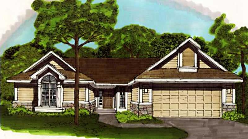 Front view of Country home (ThePlanCollection: House Plan #146-1835)