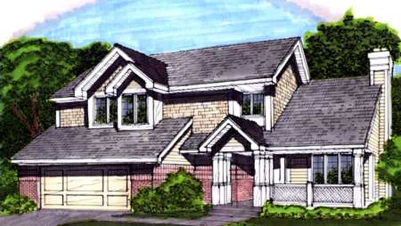 Front view of Country home (ThePlanCollection: House Plan #146-1838)