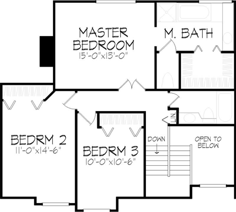 Floor Plan Second Story of Country Plan #146-1838