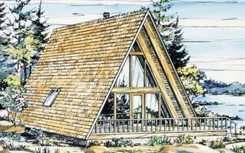 Front view of A Frame home (ThePlanCollection: House Plan #146-1841)