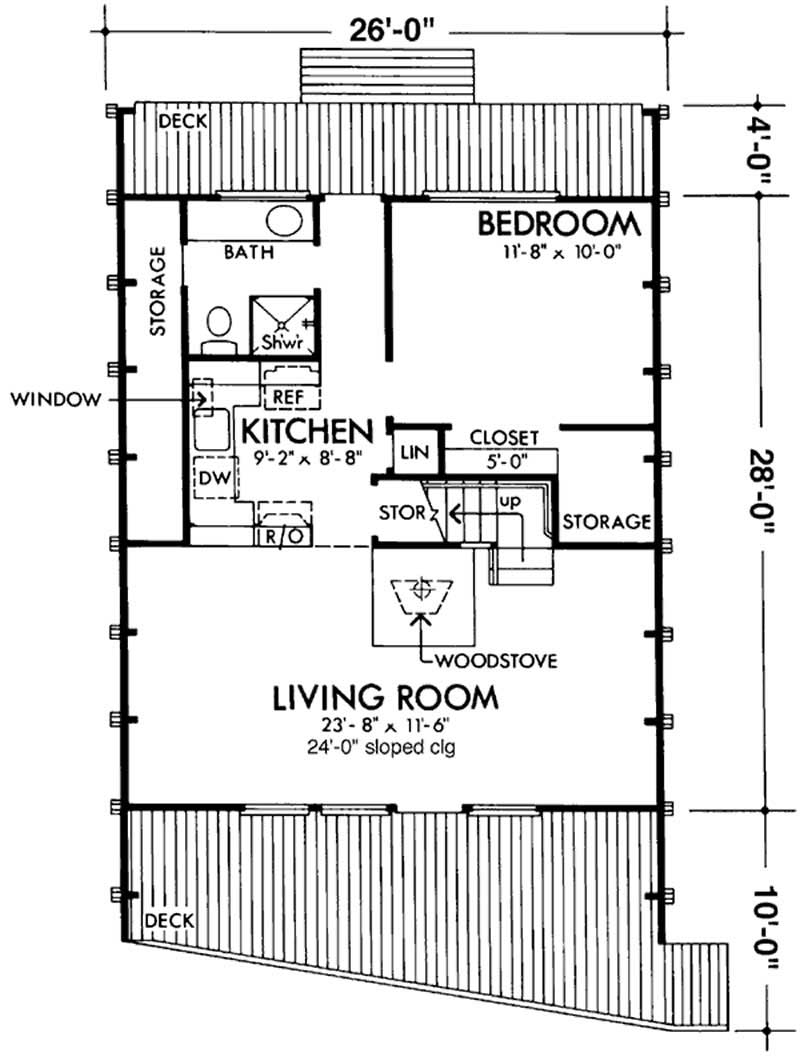 Floor Plan First Story of A Frame Plan #146-1841