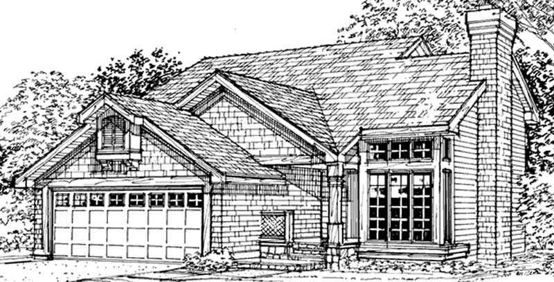 Front view of Contemporary home (ThePlanCollection: House Plan #146-1844)