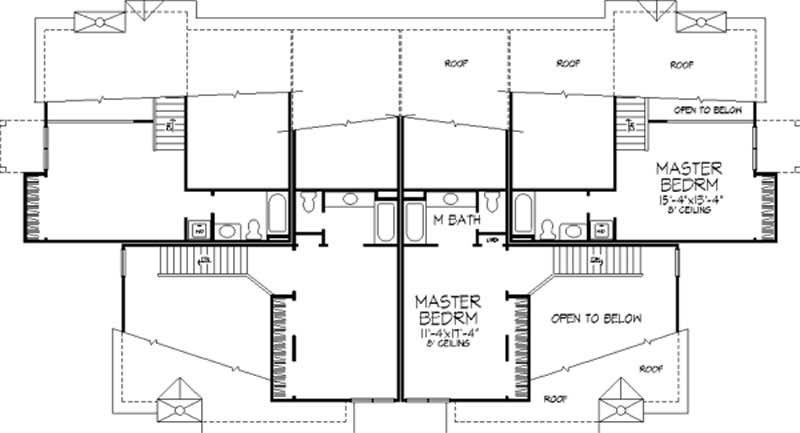 Floor Plan Second Story of Multi-Unit Plan #146-1846