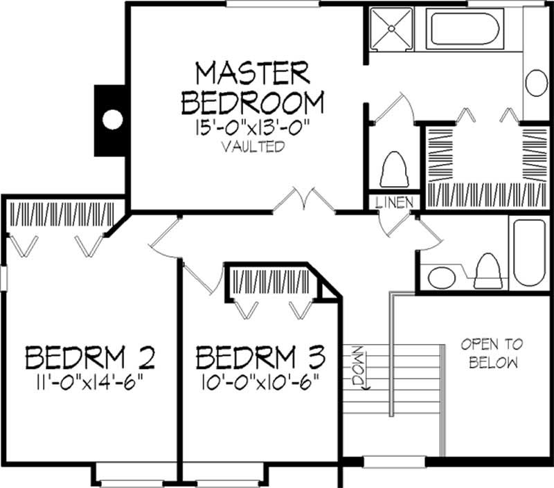 Floor Plan Second Story of Country Plan #146-1848