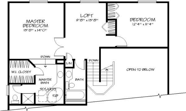 Floor Plan Second Story of Contemporary Plan #146-1851