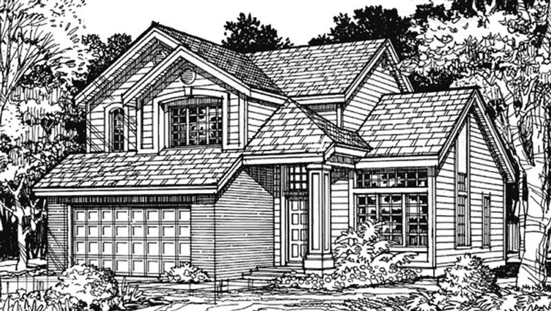 Front view of Country home (ThePlanCollection: House Plan #146-1859)