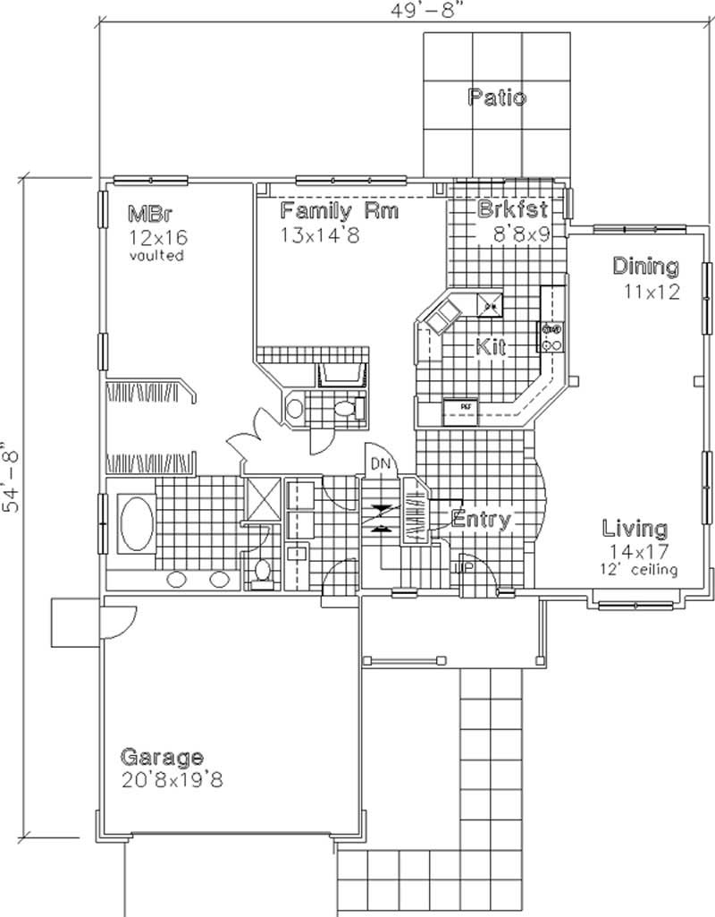 Floor Plan First Story of Cape Cod Plan #146-1862