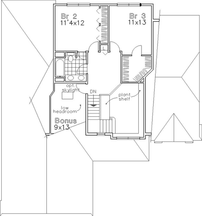 Floor Plan Second Story of Cape Cod Plan #146-1862