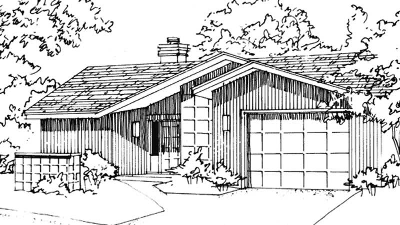 Front view of Modern home (ThePlanCollection: House Plan #146-1864)