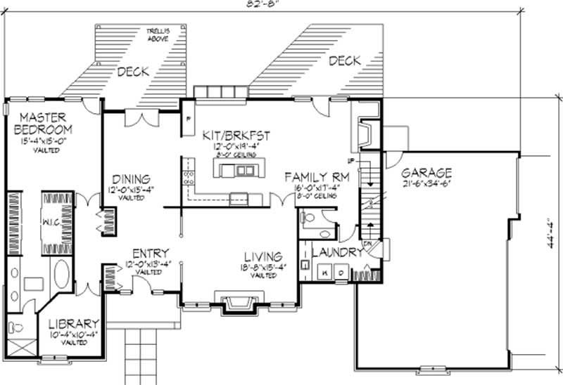 Floor Plan First Story of Contemporary Plan #146-1867