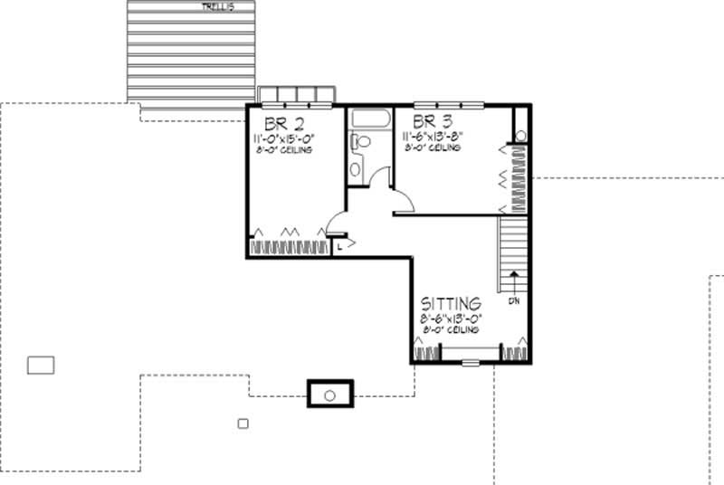 Floor Plan Second Story of Contemporary Plan #146-1867