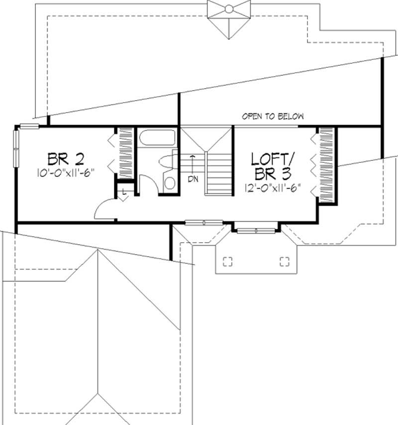 Floor Plan Second Story of Cape Cod Plan #146-1872