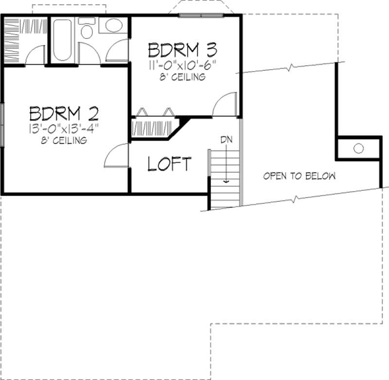 Floor Plan Second Story of Cape Cod Plan #146-1873